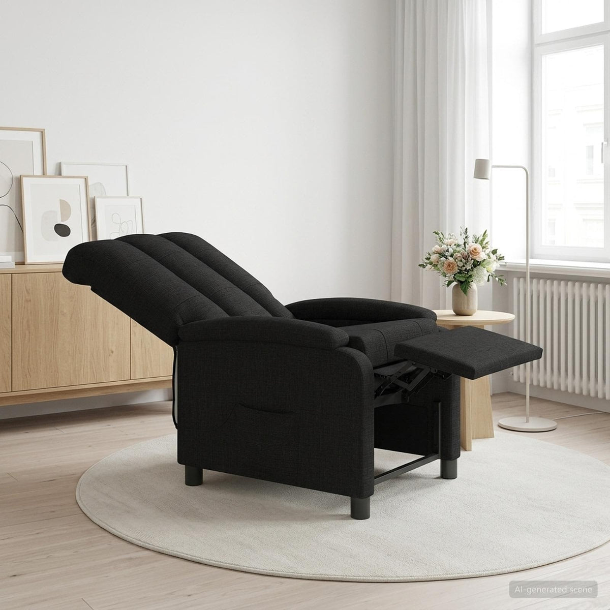 Massage Relaxsessel Schwarz Stoff