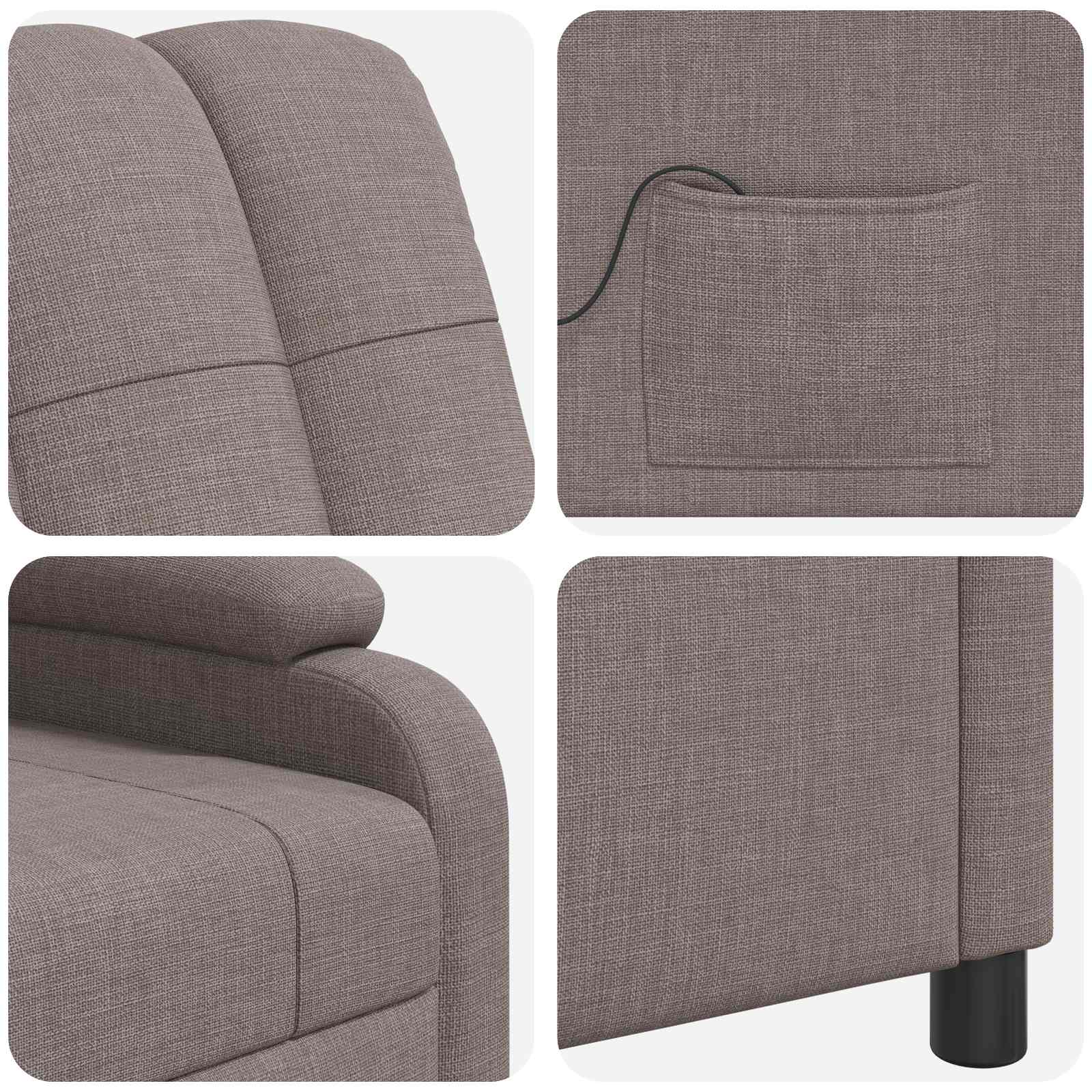 Massage Relaxsessel Taupe Stoff