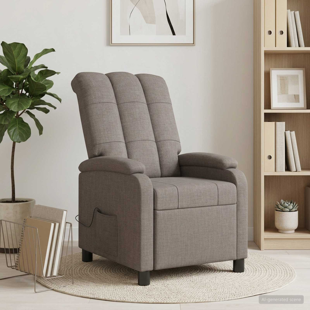Massage Relaxsessel Taupe Stoff