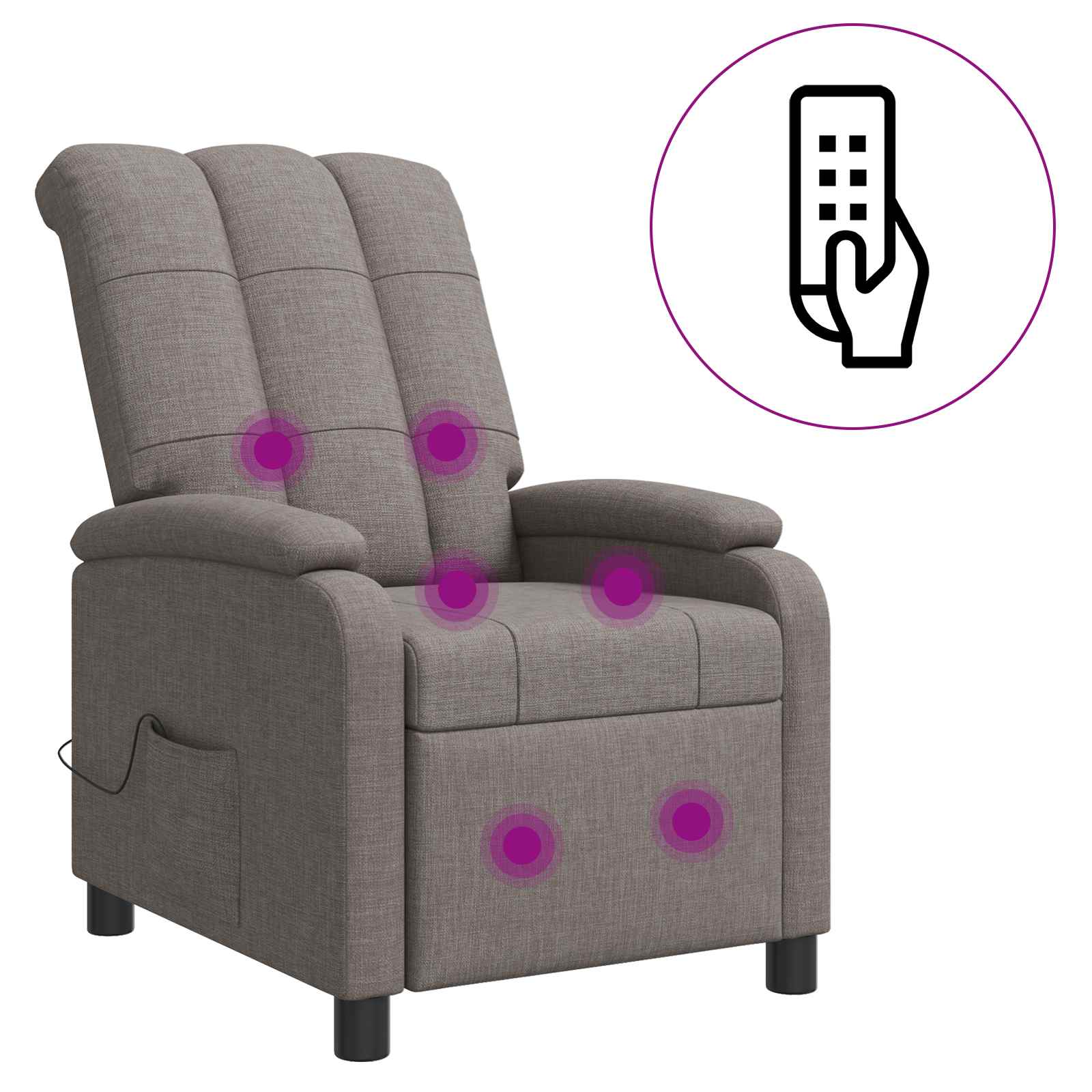 Massage Relaxsessel Taupe Stoff