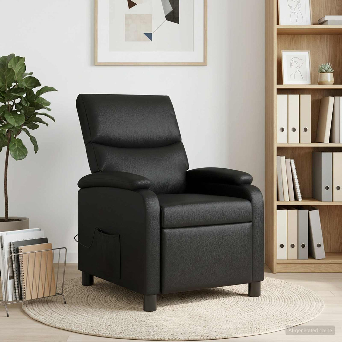 Massage Relaxsessel Schwarz Kunstleder