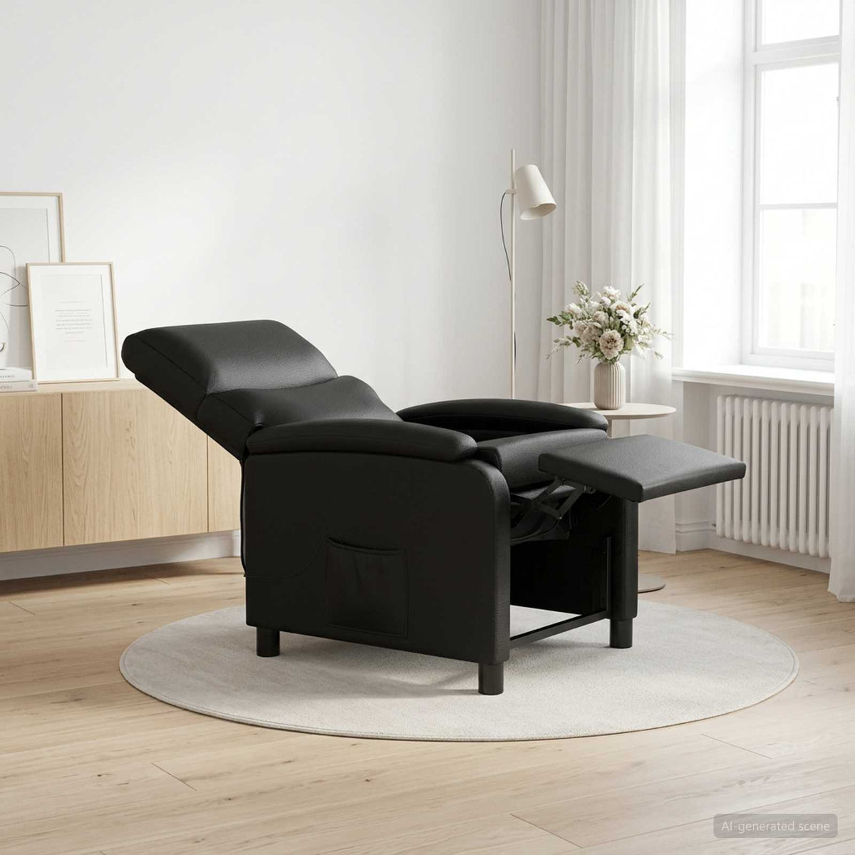 Massage Relaxsessel Schwarz Kunstleder