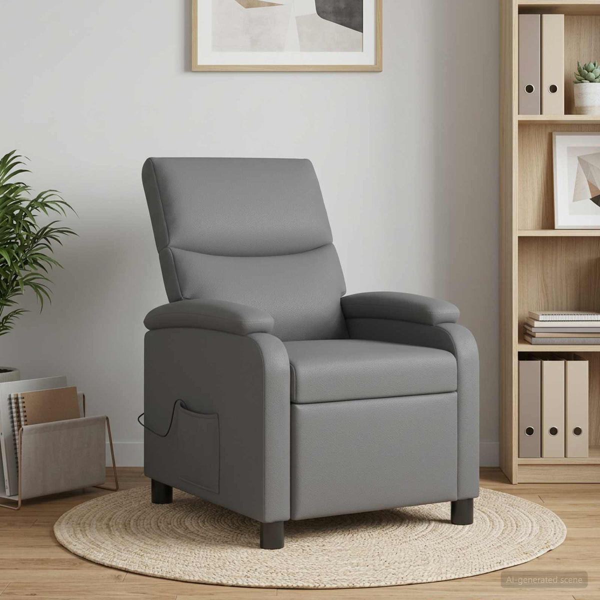 Massage Relaxsessel Grau Kunstleder