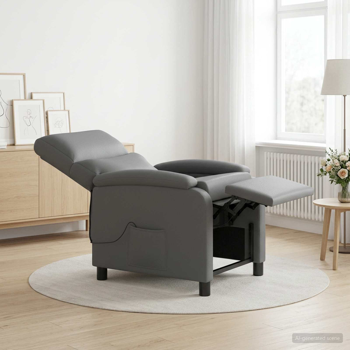Massage Relaxsessel Grau Kunstleder