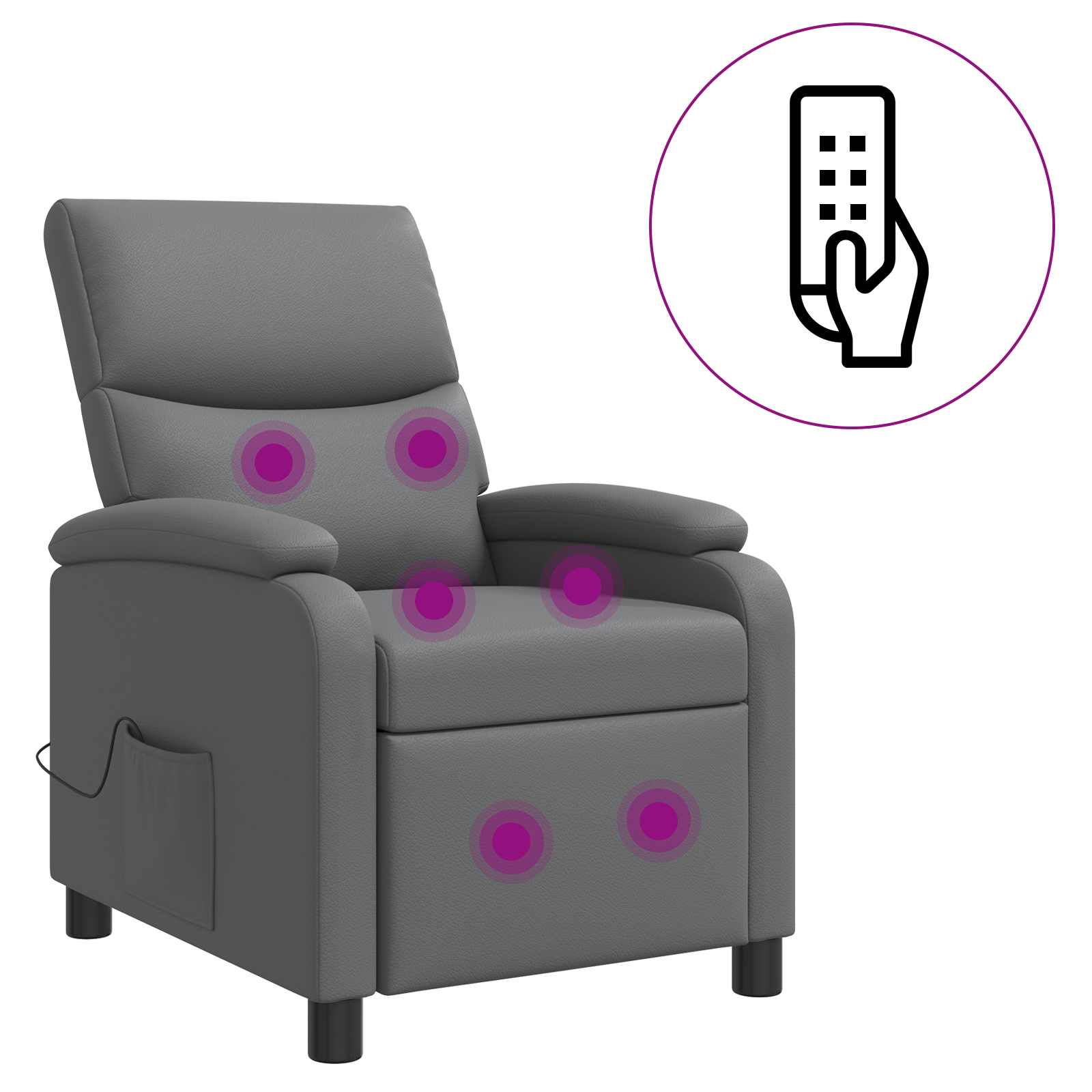 Massage Relaxsessel Grau Kunstleder