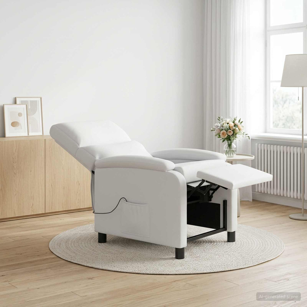 Massage Relaxsessel Weiß Kunstleder
