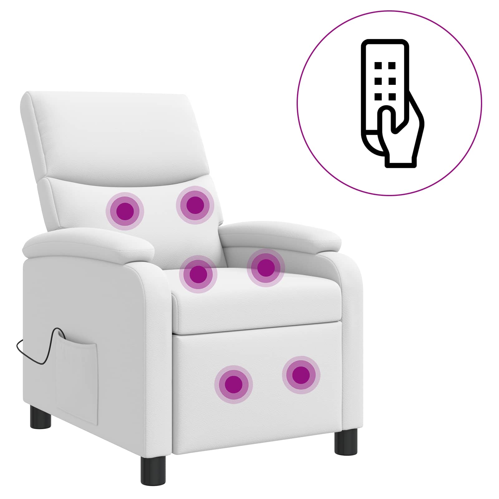 Massage Relaxsessel Weiß Kunstleder
