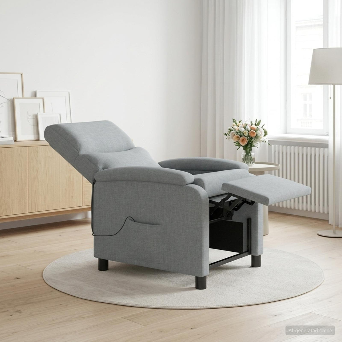 Massage Relaxsessel Hellgrau Stoff