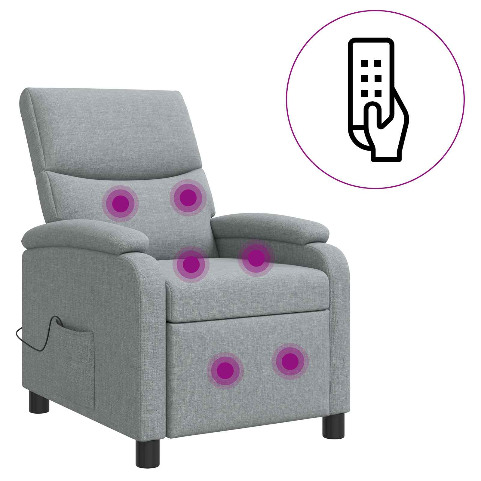 Massage Relaxsessel Hellgrau Stoff