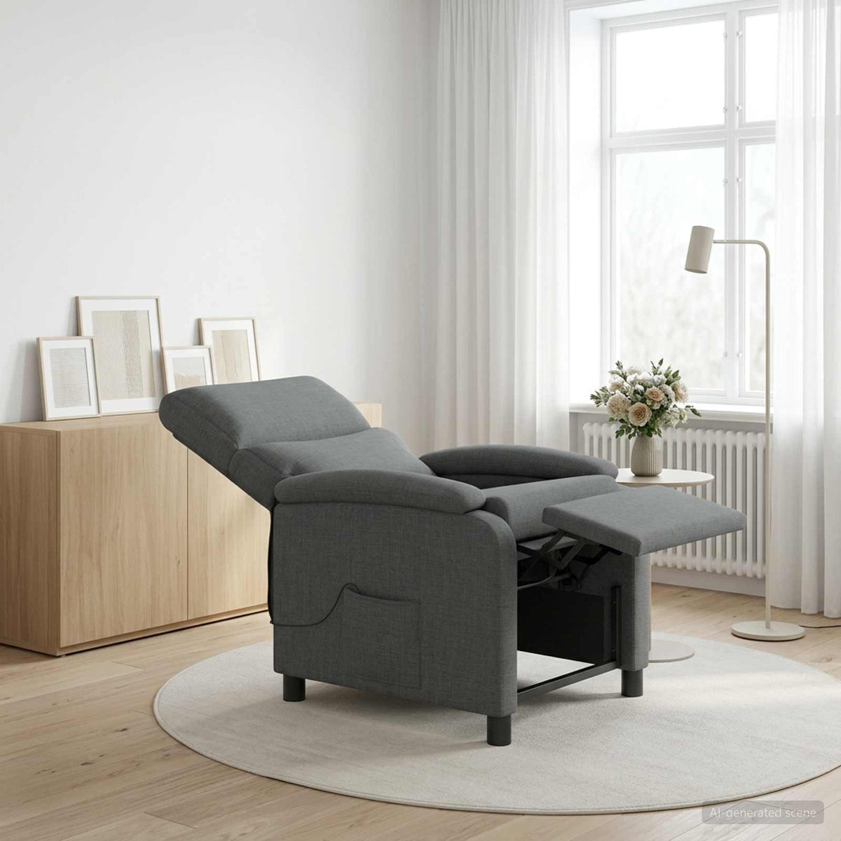 Massage Relaxsessel Dunkelgrau Stoff