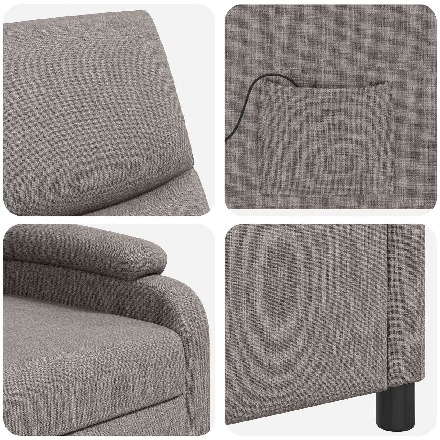 Massage Relaxsessel Taupe Stoff