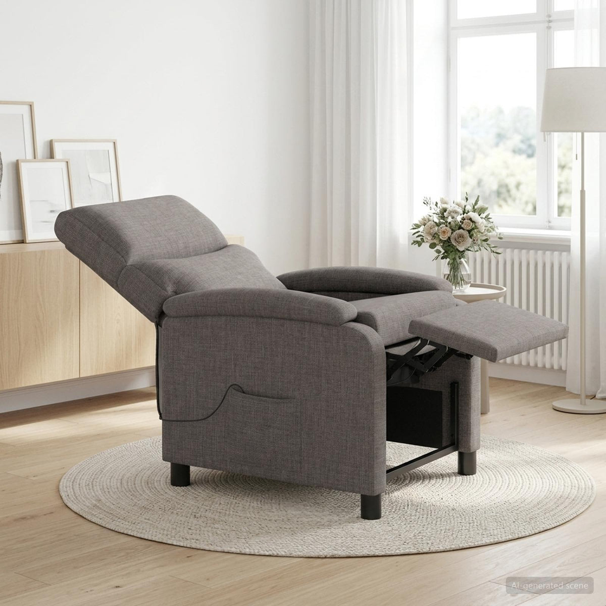 Massage Relaxsessel Taupe Stoff