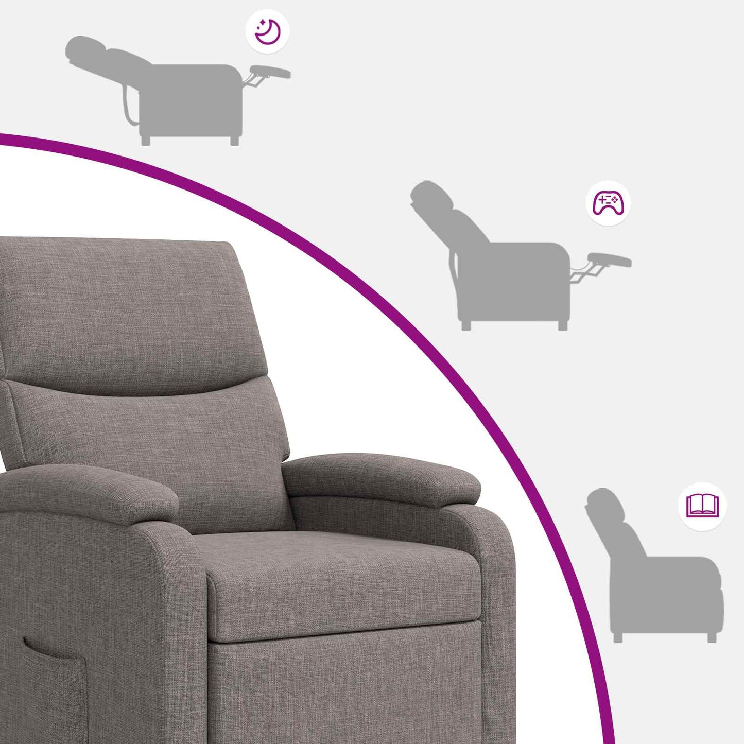 Massage Relaxsessel Taupe Stoff