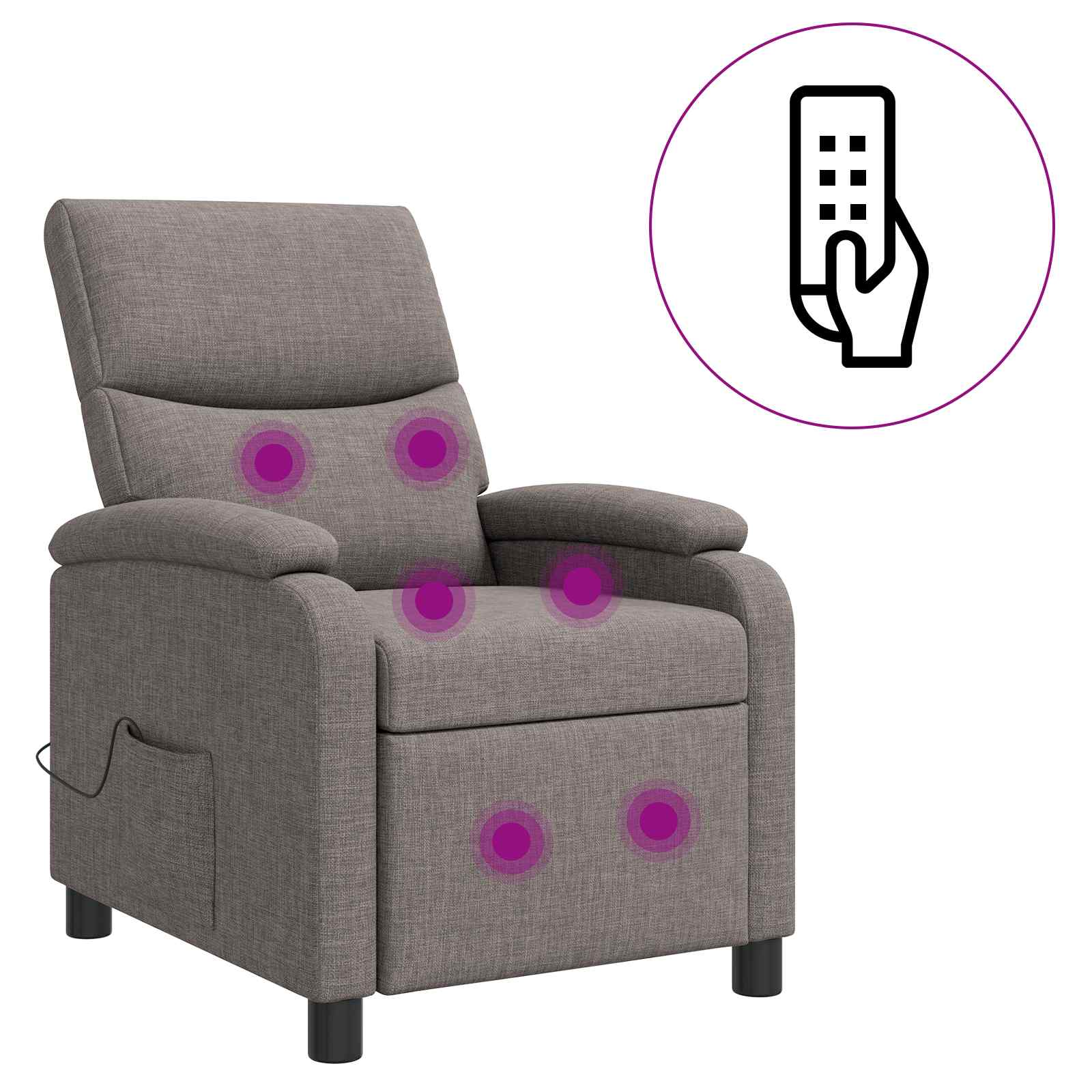 Massage Relaxsessel Taupe Stoff