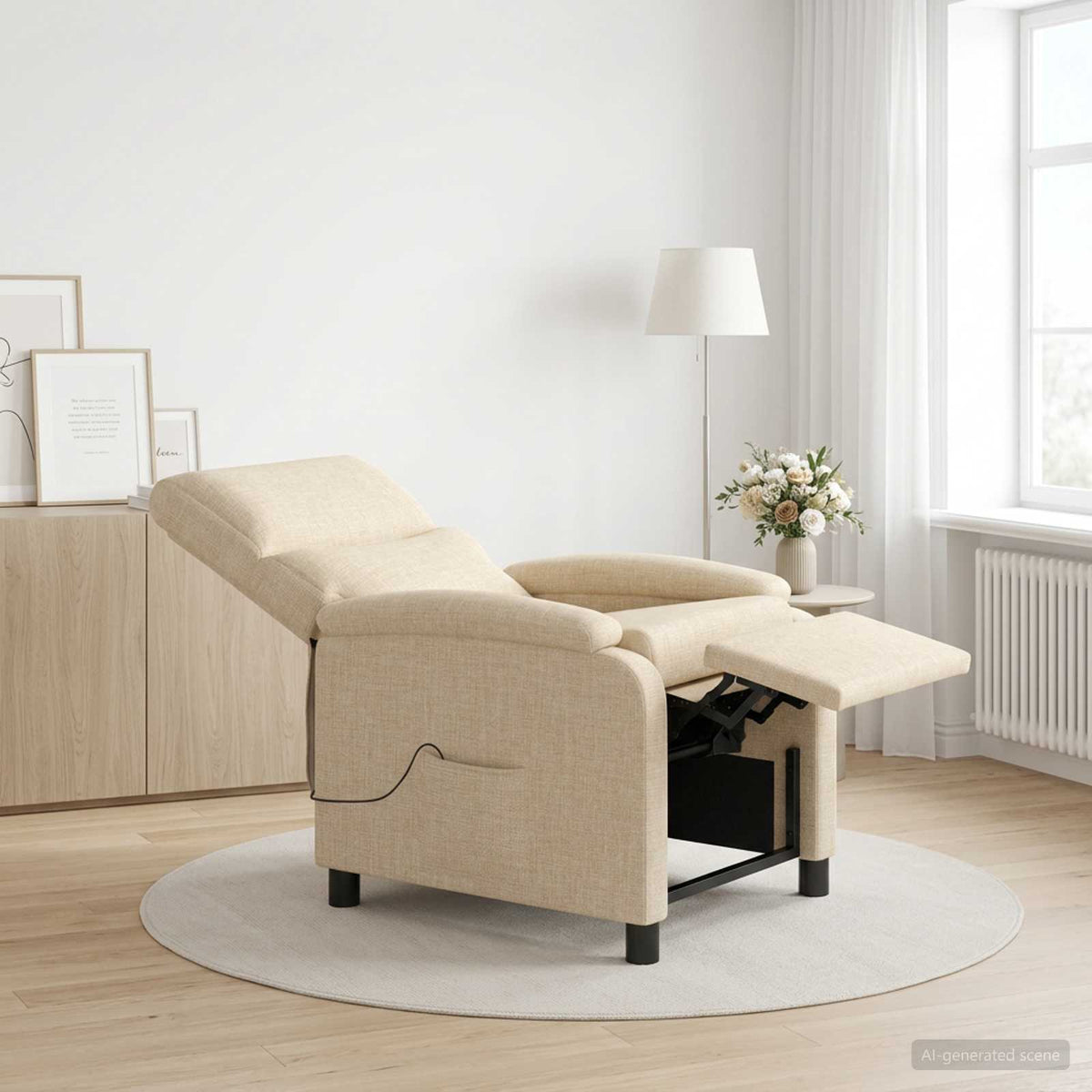Massage Relaxsessel Creme Stoff
