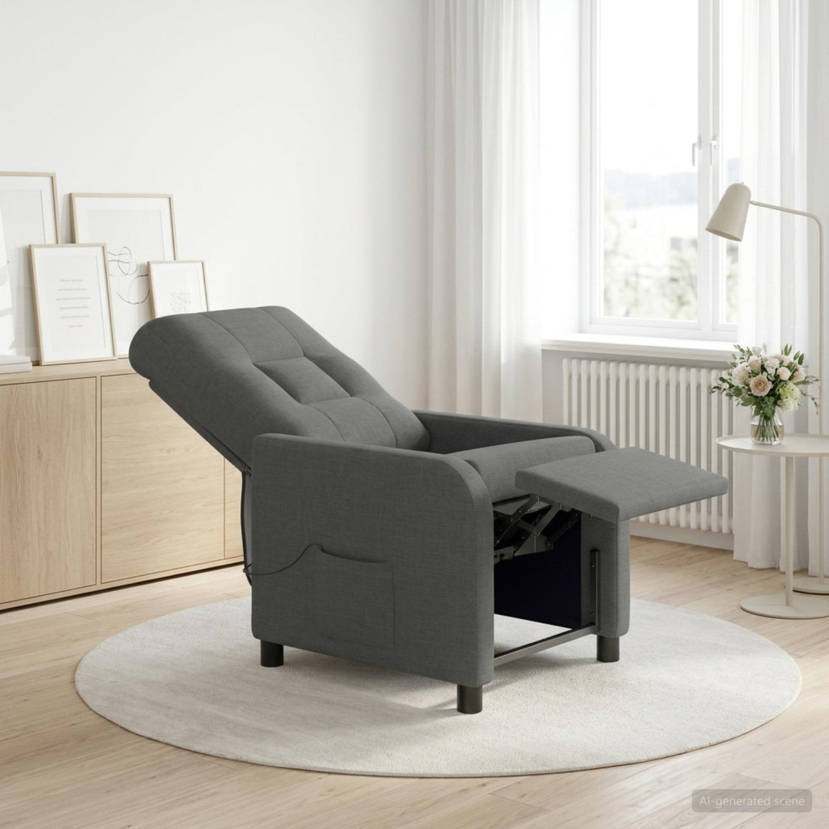 Massage Relaxsessel Dunkelgrau Stoff