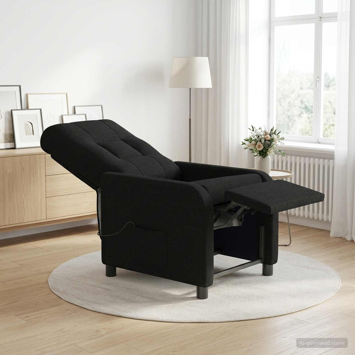 Massage Relaxsessel Schwarz Stoff