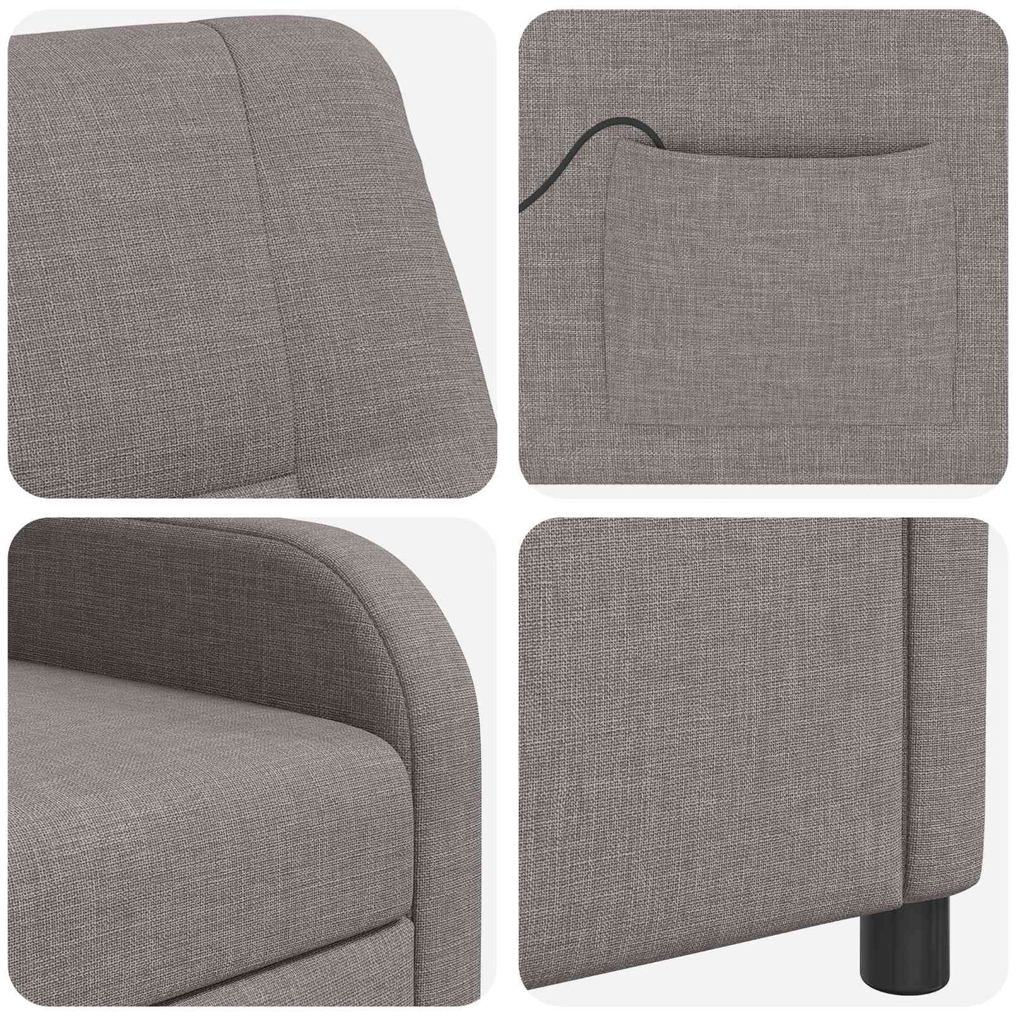 Massage Relaxsessel Taupe Stoff