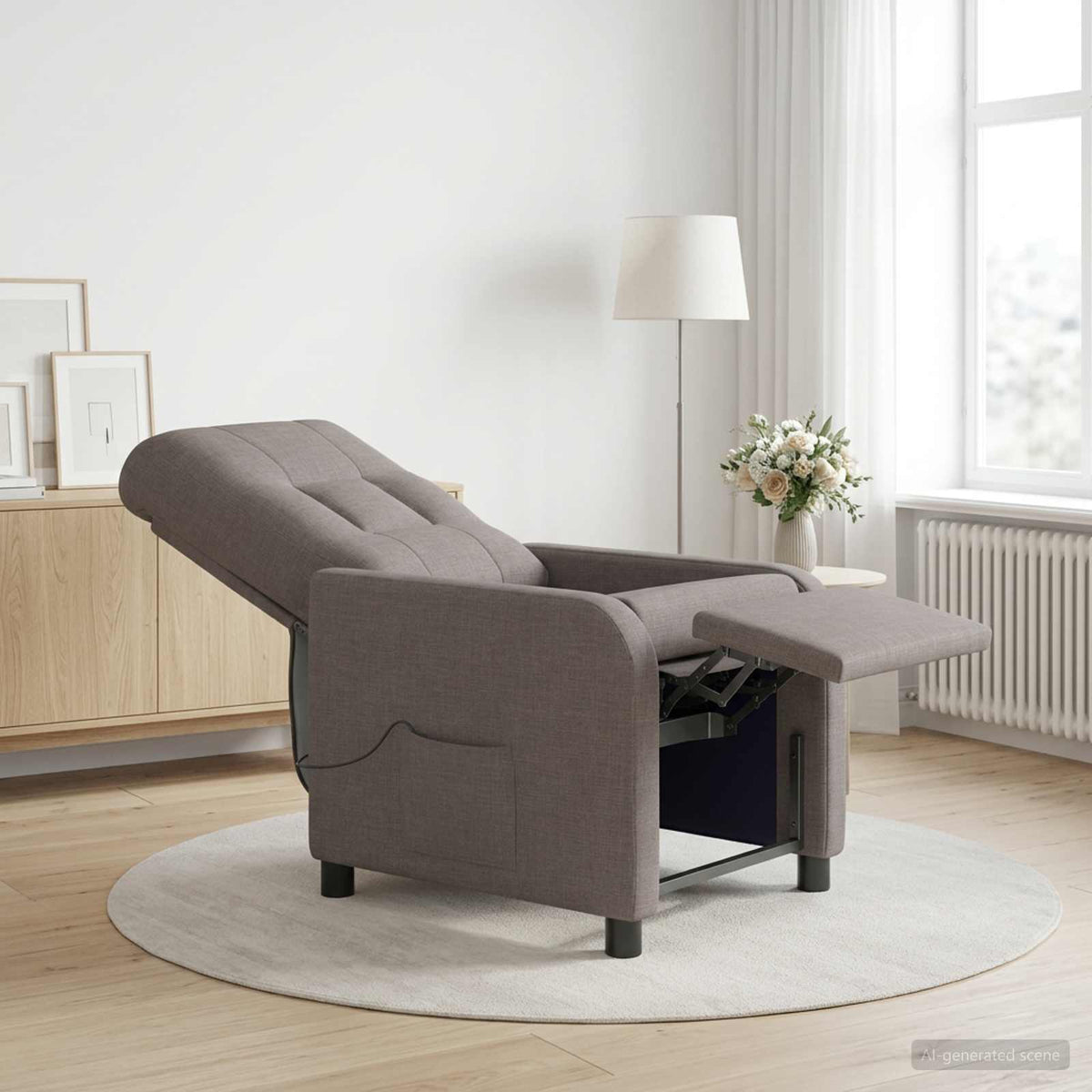 Massage Relaxsessel Taupe Stoff