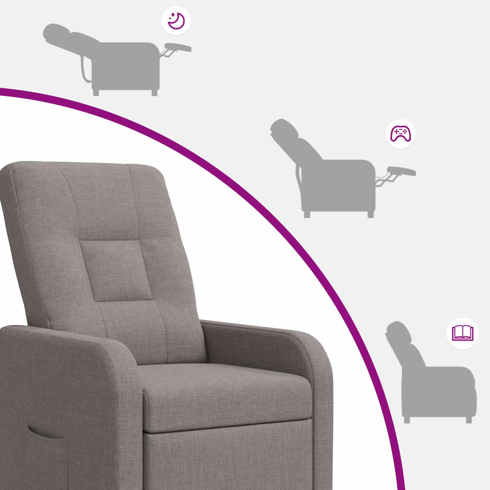 Massage Relaxsessel Taupe Stoff