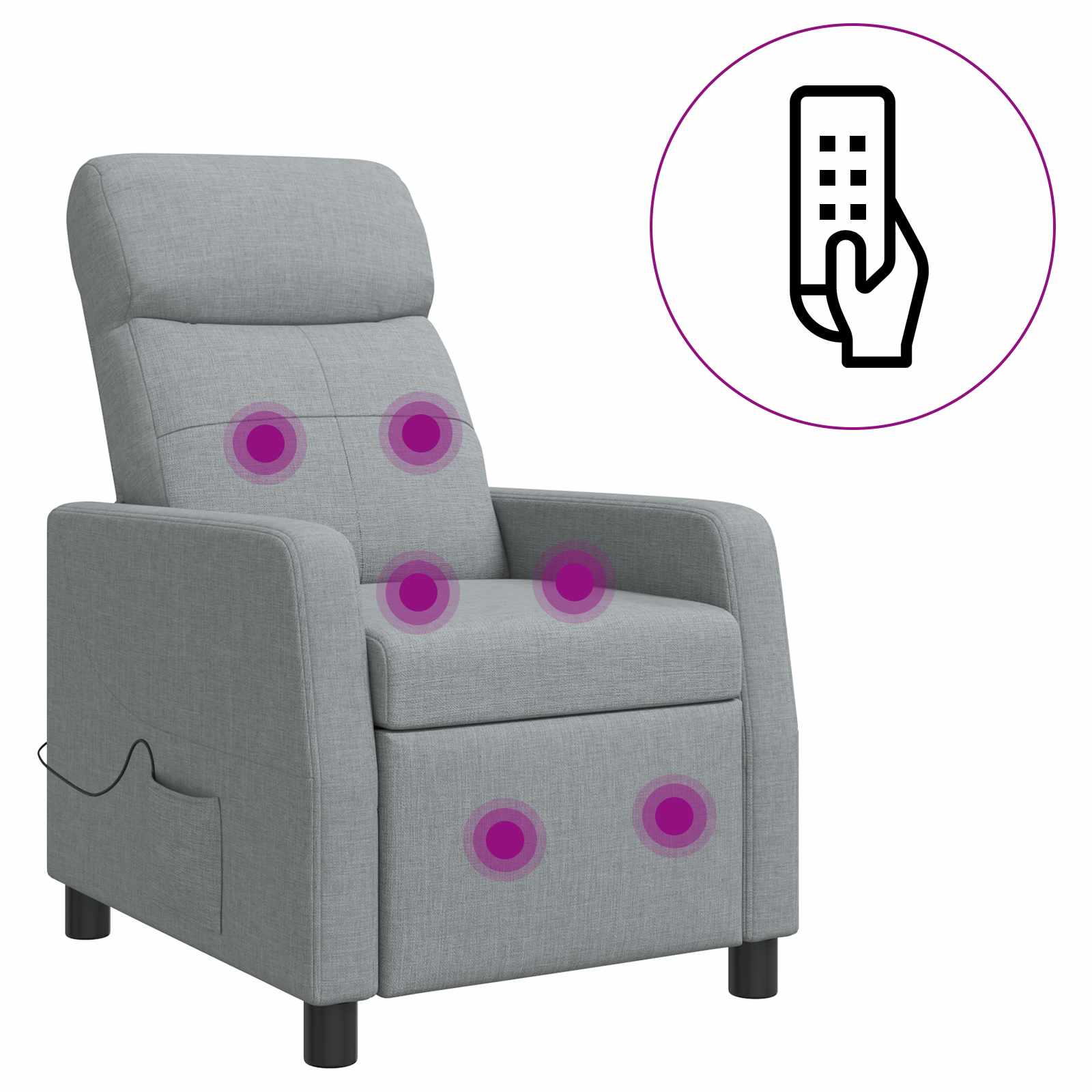 Massage Relaxsessel Hellgrau Stoff