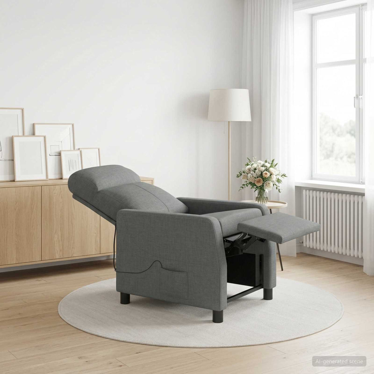 Massage Relaxsessel Dunkelgrau Stoff