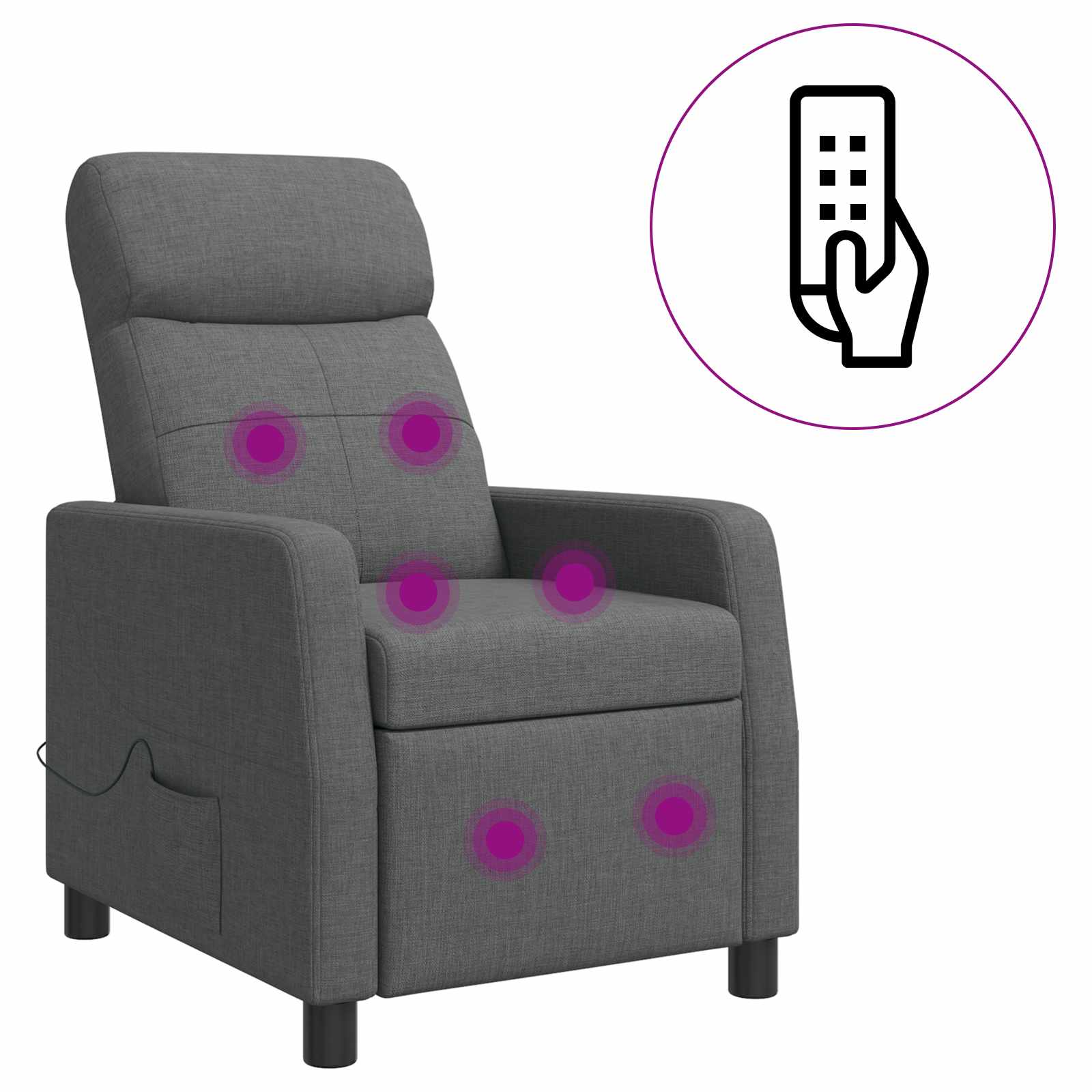 Massage Relaxsessel Dunkelgrau Stoff