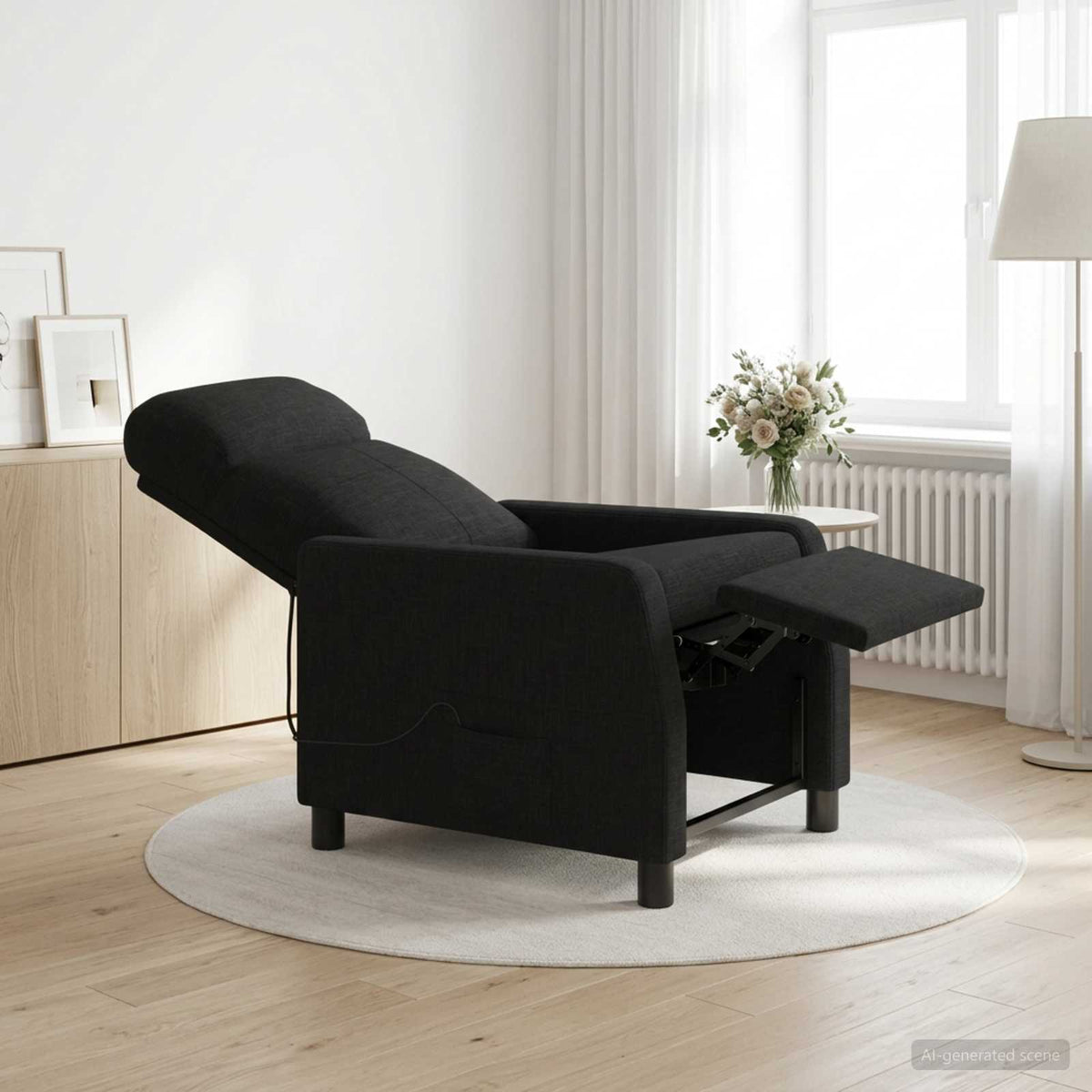 Massage Relaxsessel Schwarz Stoff