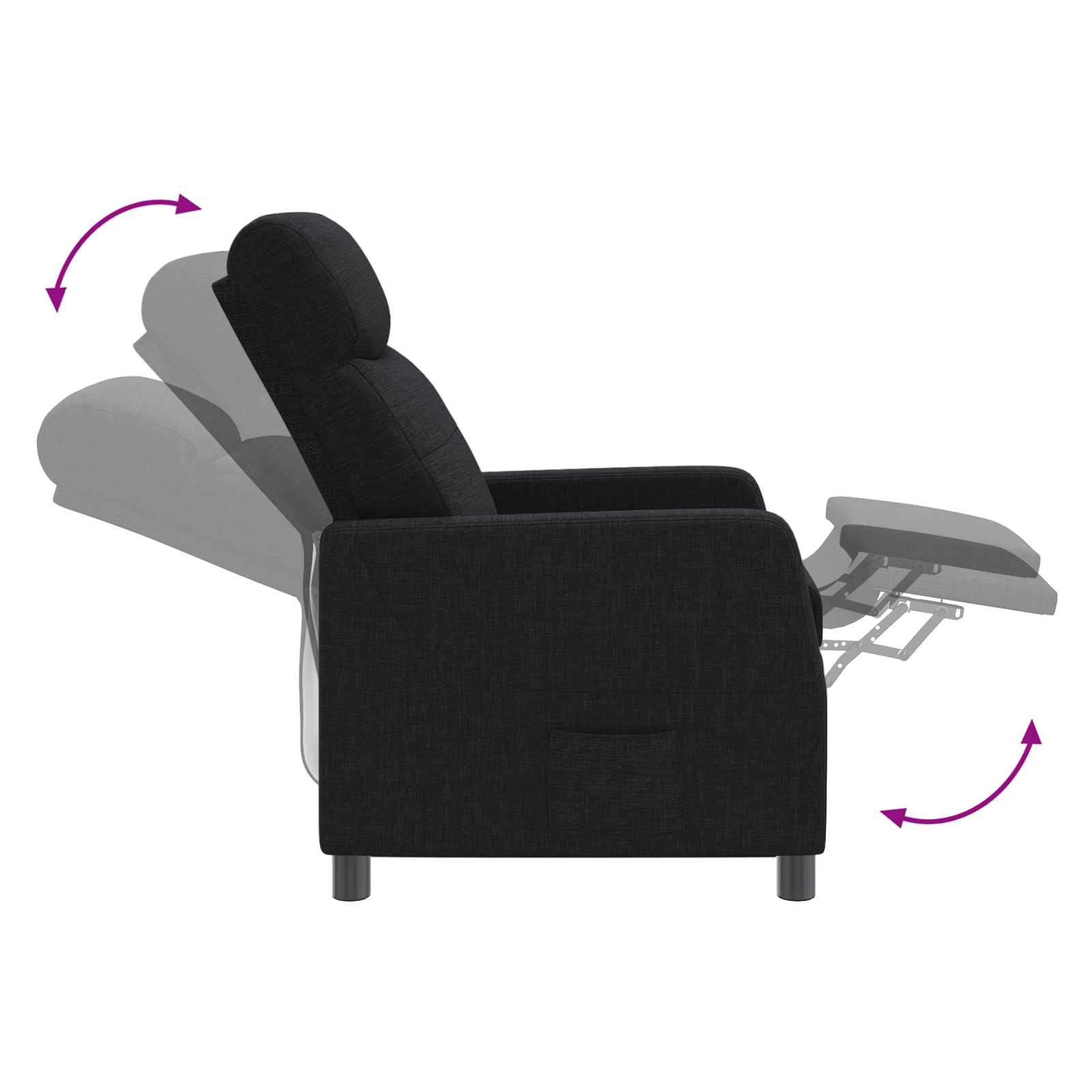 Massage Relaxsessel Schwarz Stoff