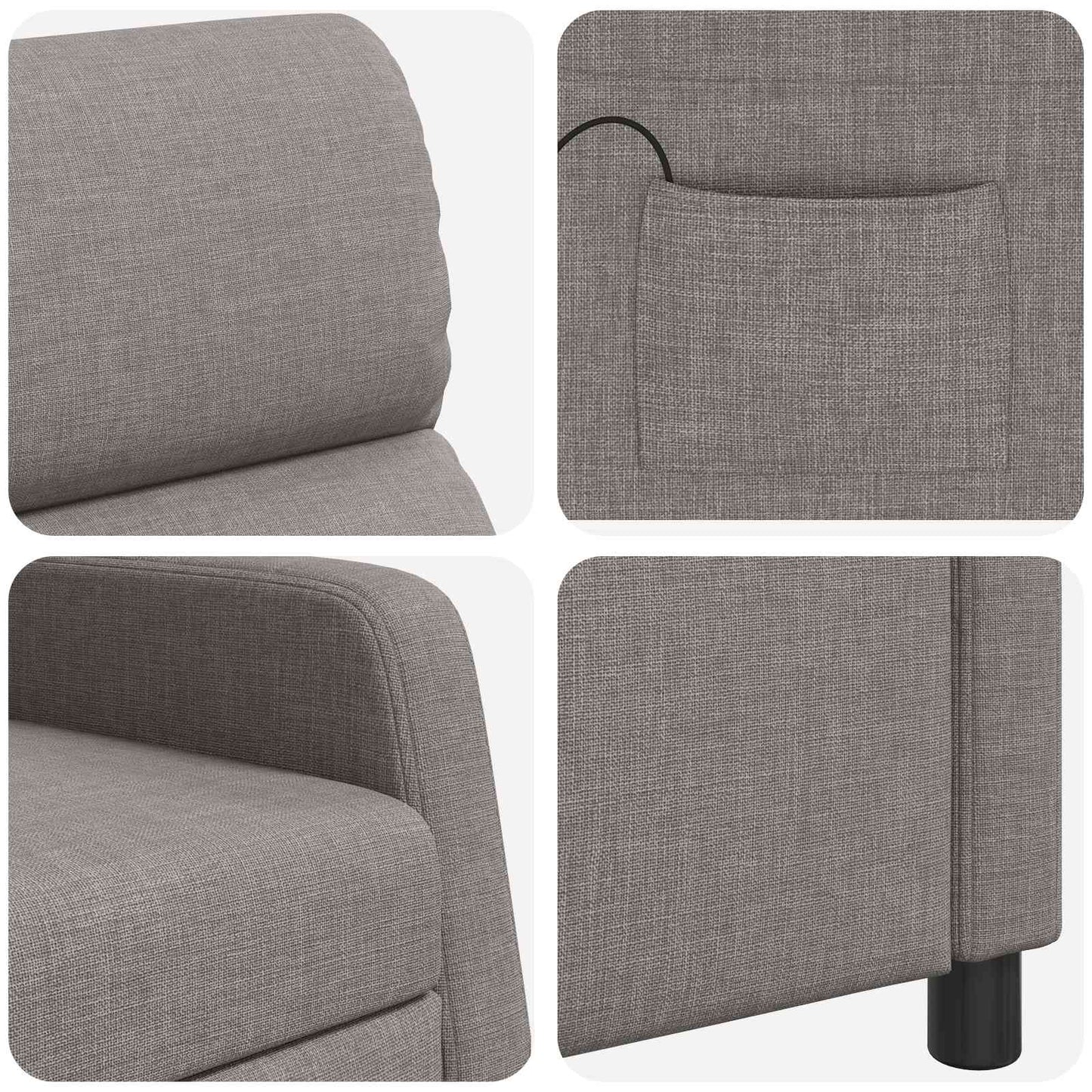 Massage Relaxsessel Taupe Stoff