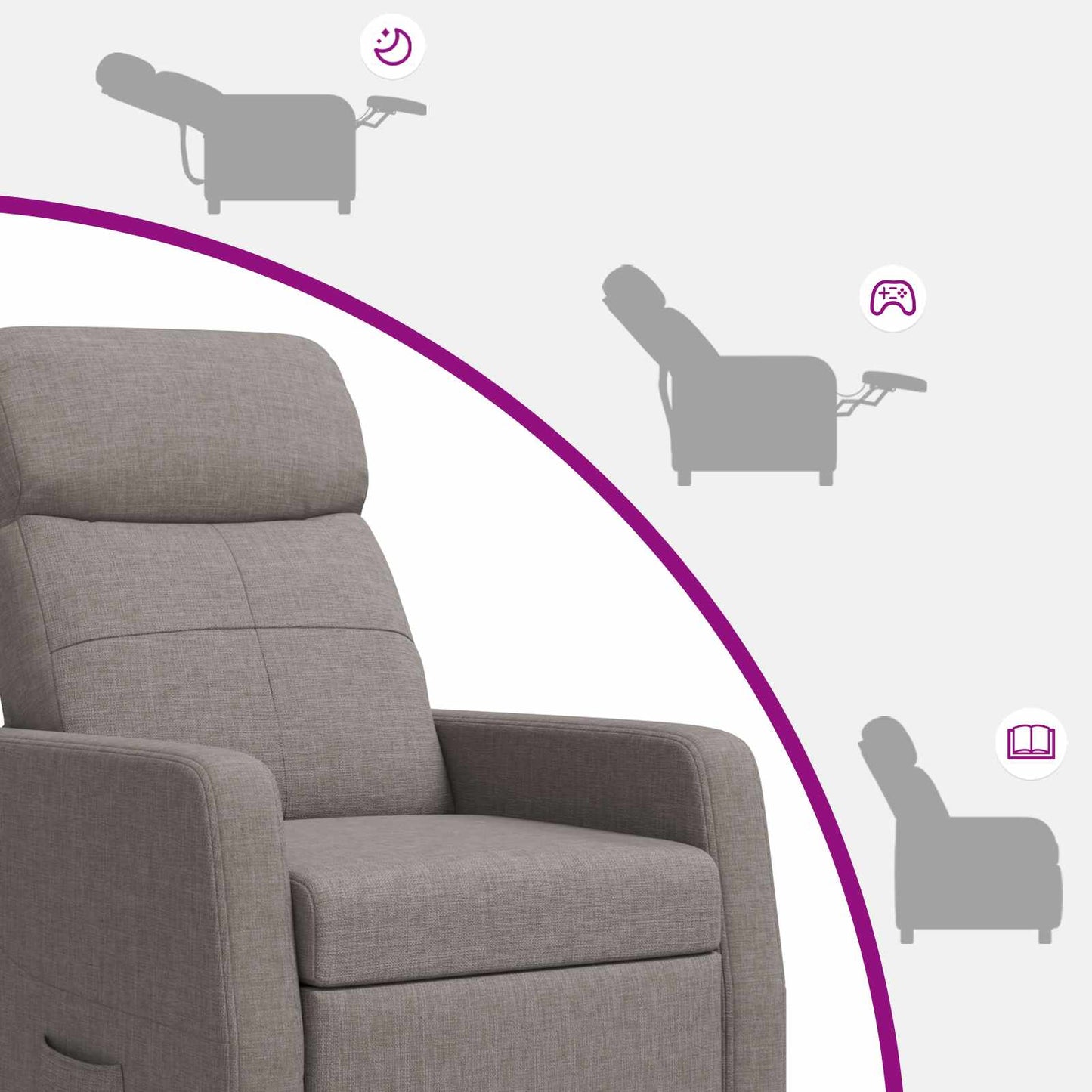 Massage Relaxsessel Taupe Stoff