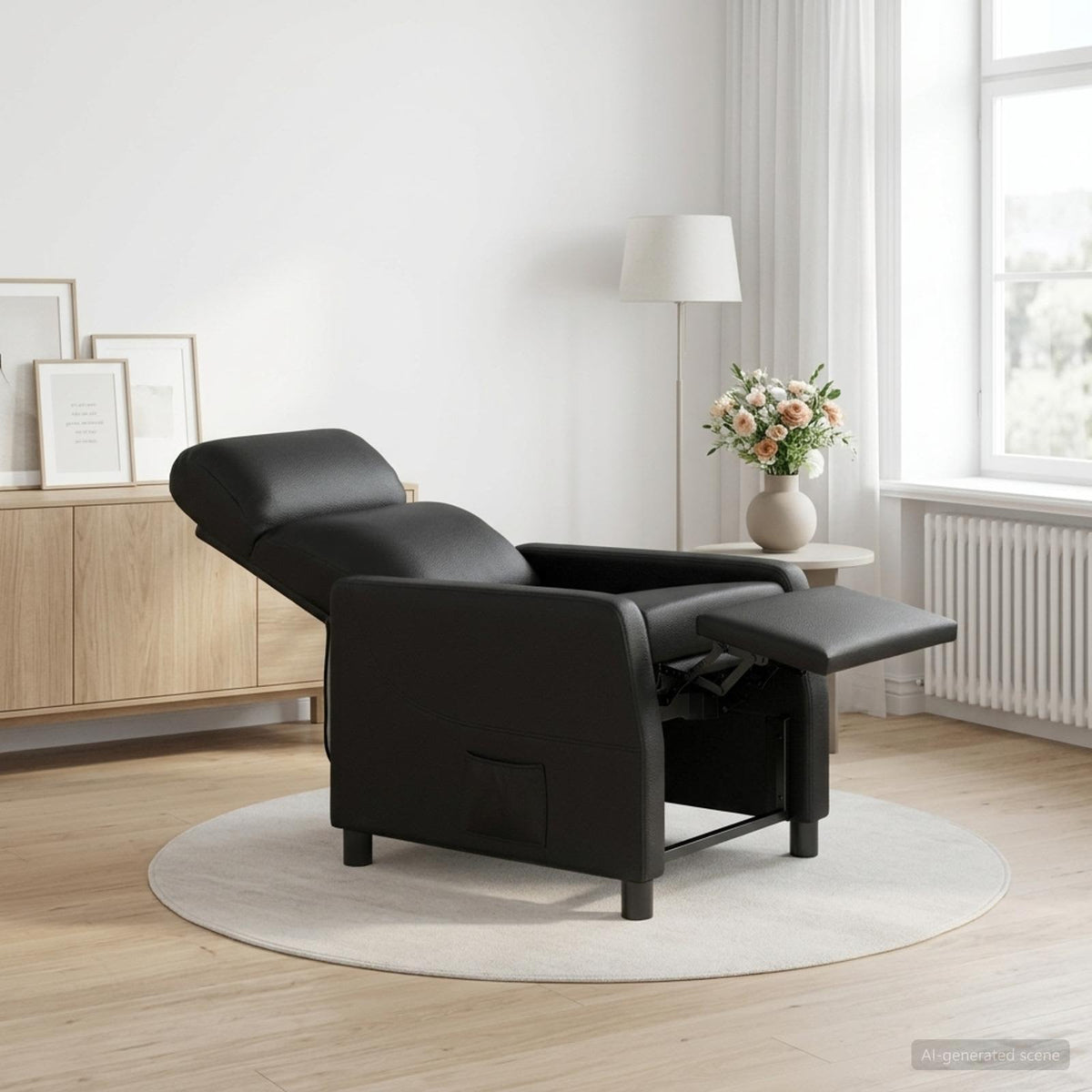 Liegesessel Schwarz Kunstleder