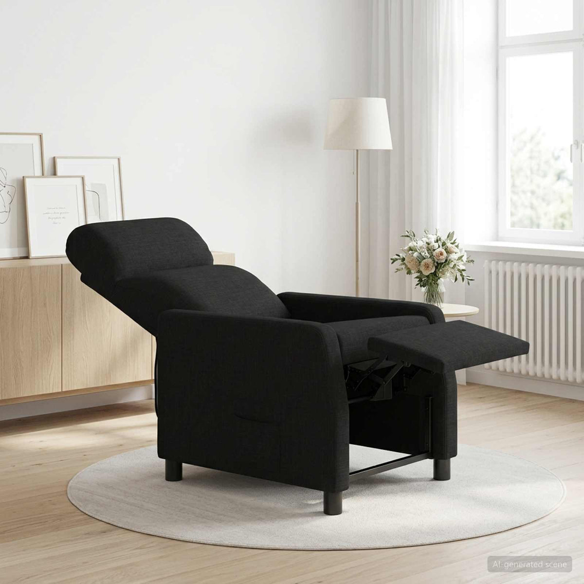 Liegesessel Schwarz Stoff