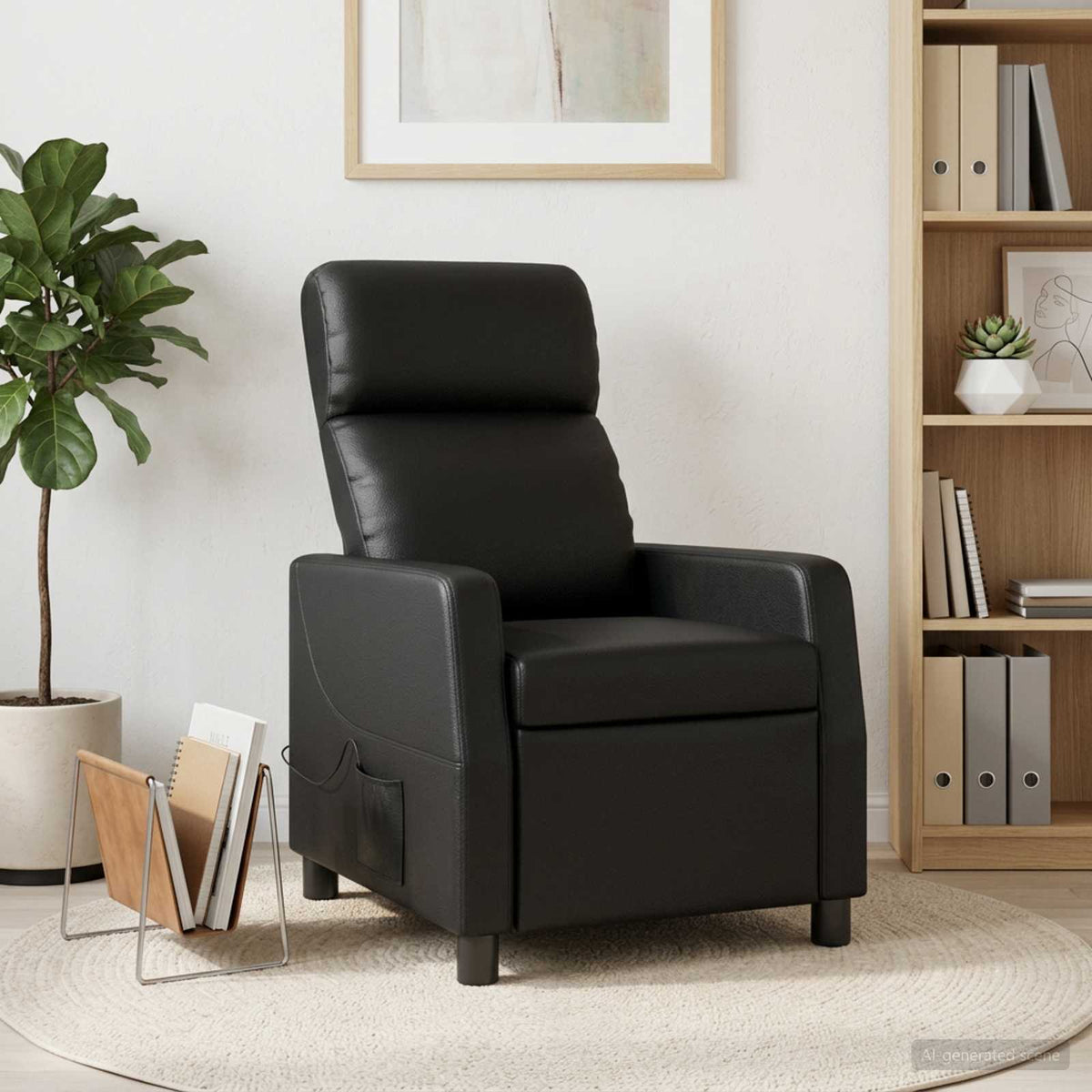 Massage Relaxsessel Schwarz Kunstleder