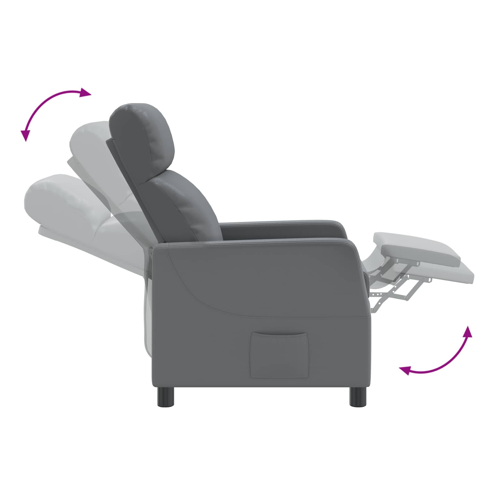 Massage Relaxsessel Grau Kunstleder