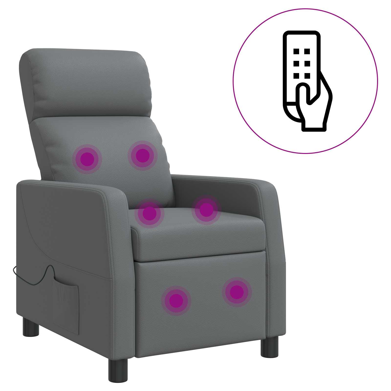 Massage Relaxsessel Grau Kunstleder