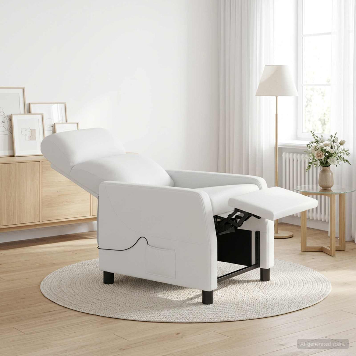 Massage Relaxsessel Weiß Kunstleder