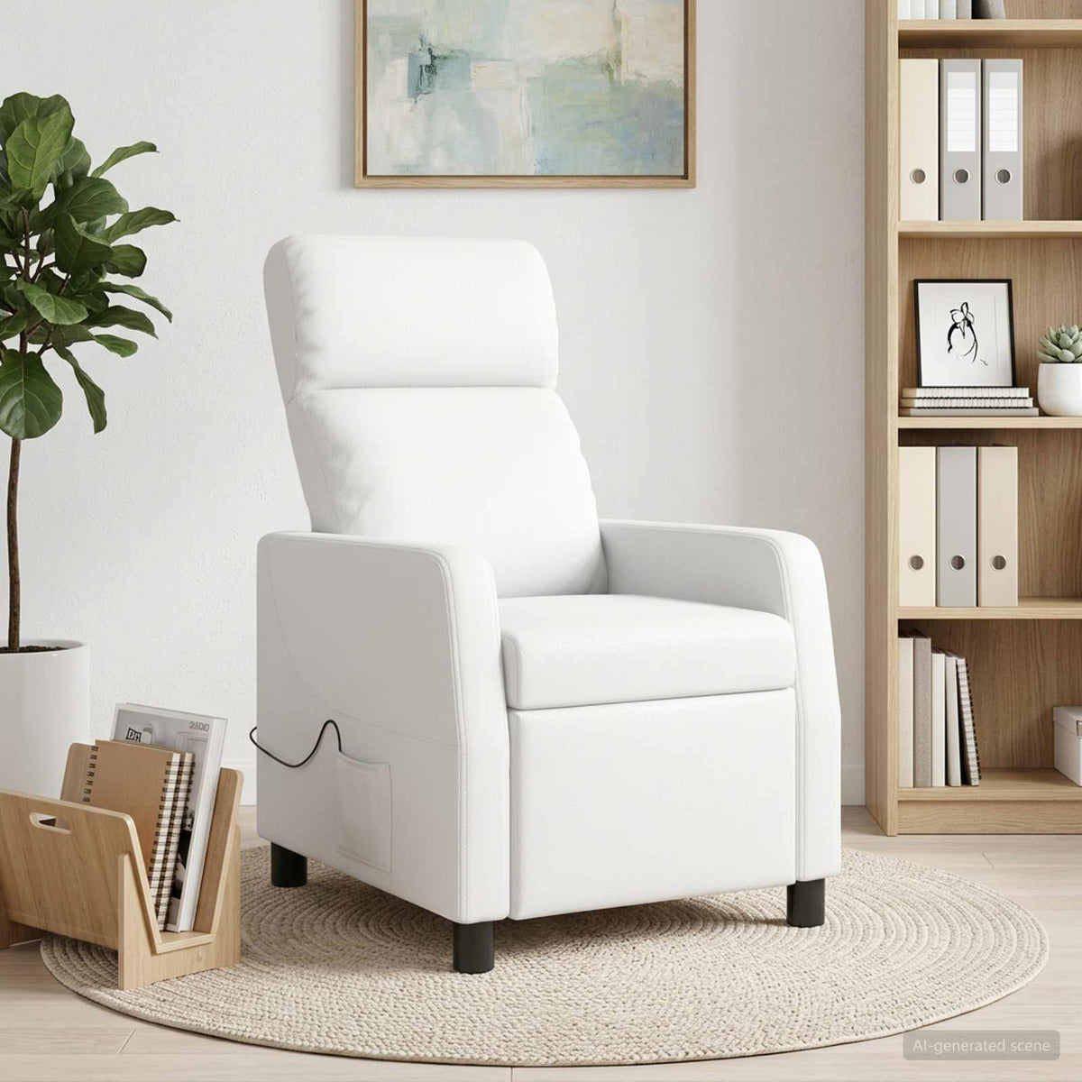 Massage Relaxsessel Weiß Kunstleder