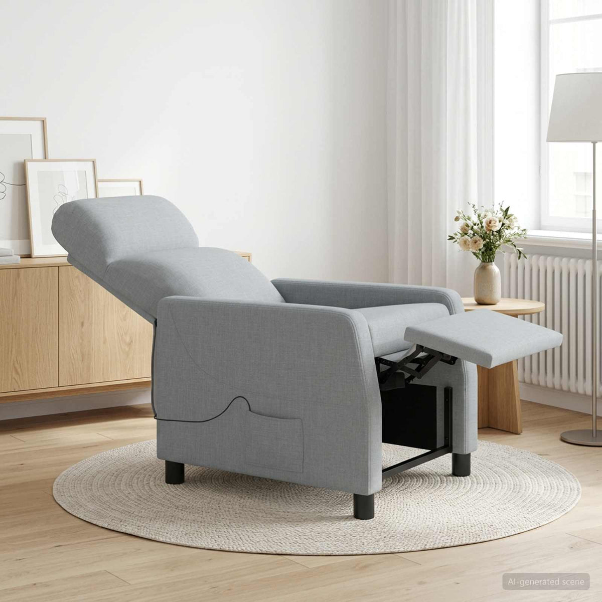 Massage Relaxsessel Hellgrau Stoff