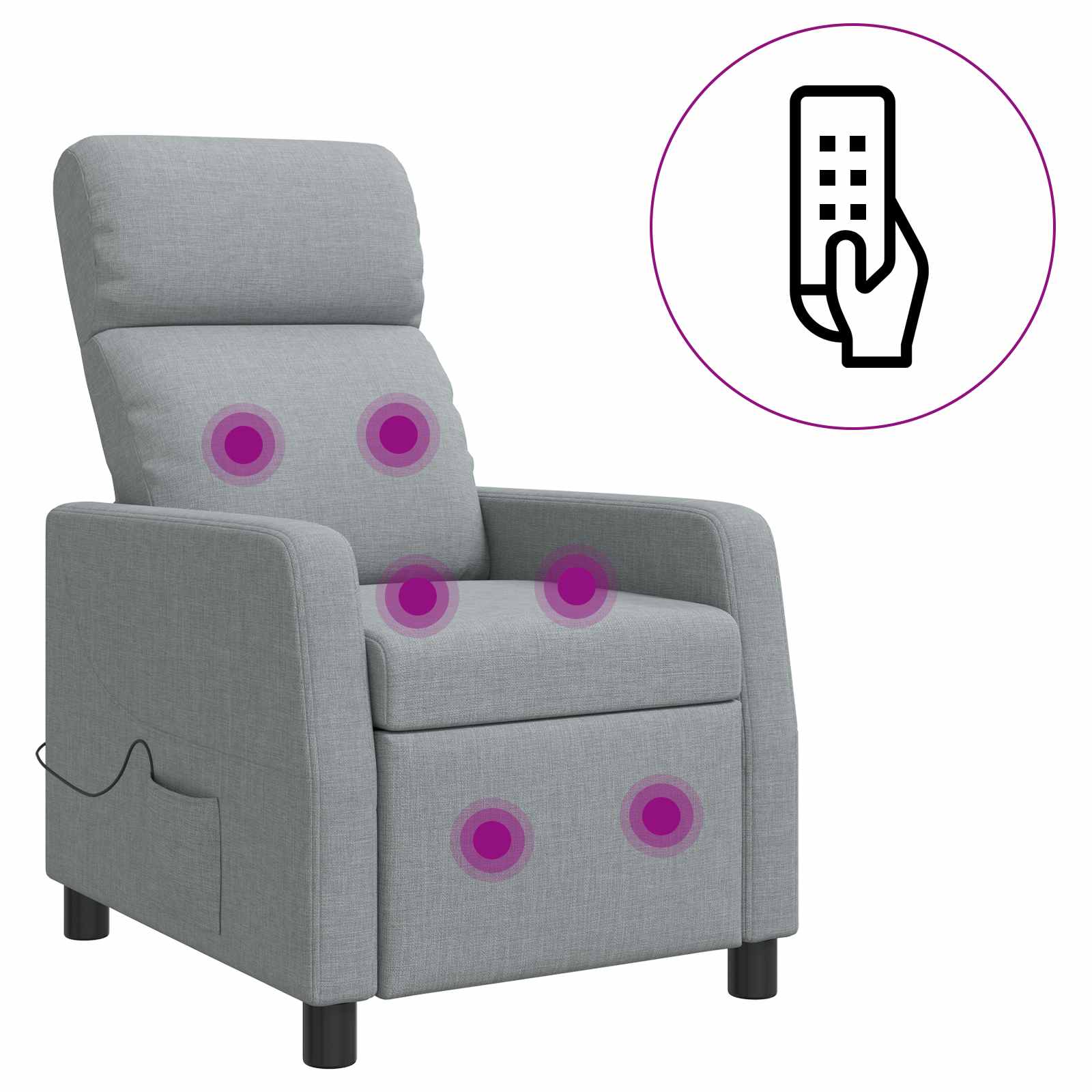 Massage Relaxsessel Hellgrau Stoff