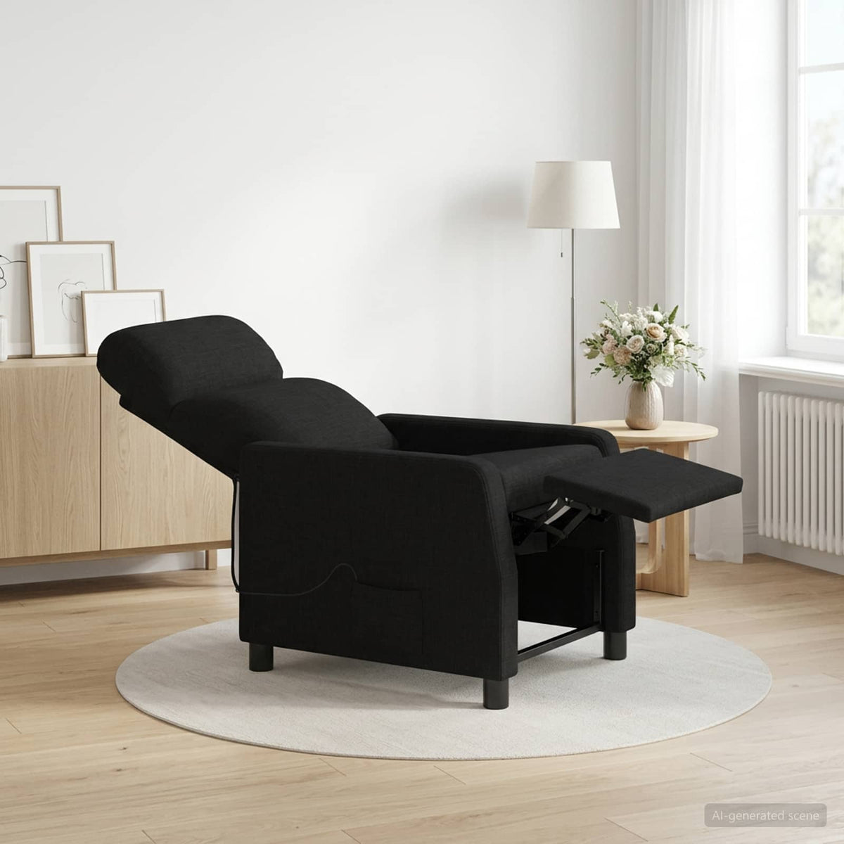 Massage Relaxsessel Schwarz Stoff