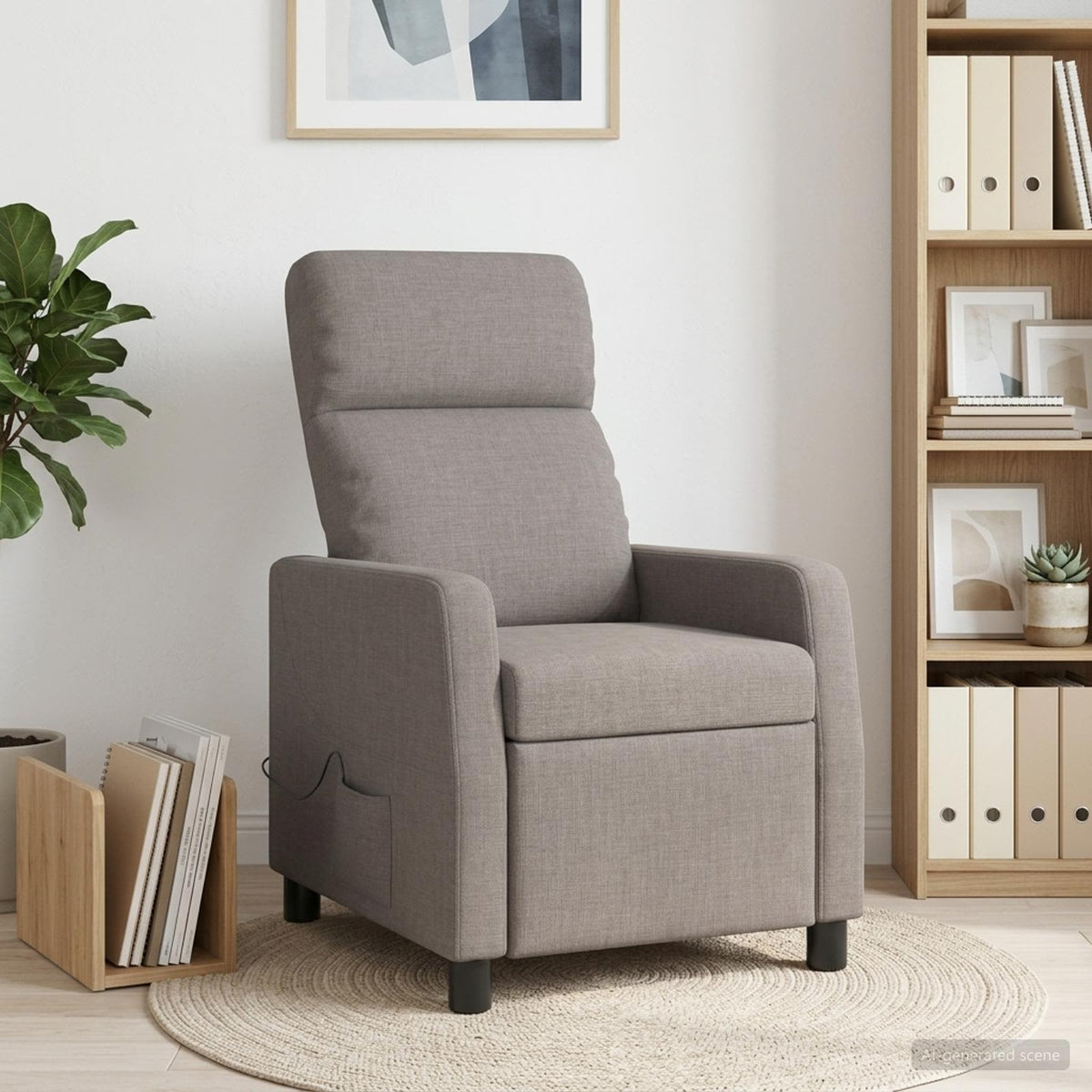 Massage Relaxsessel Taupe Stoff