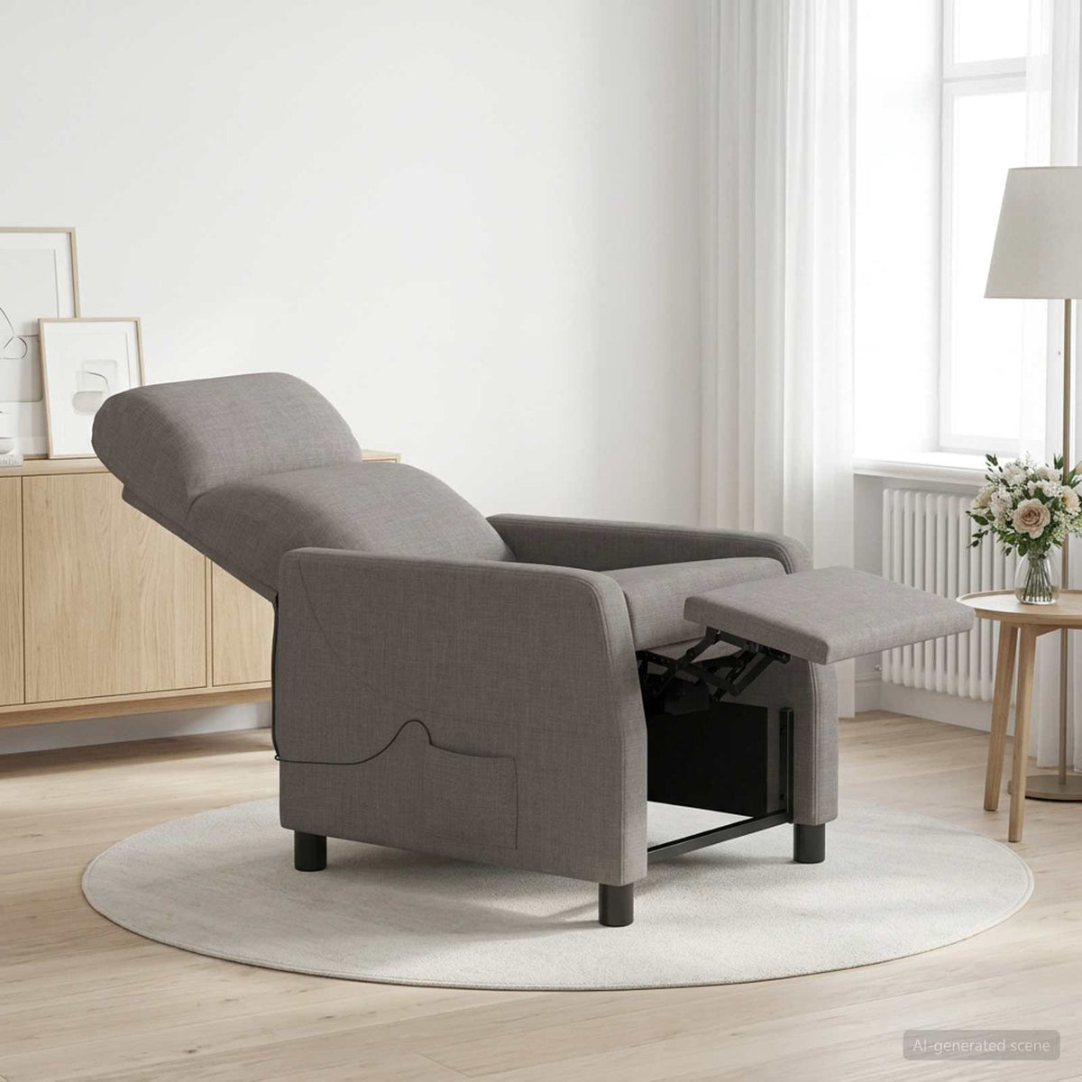 Massage Relaxsessel Taupe Stoff