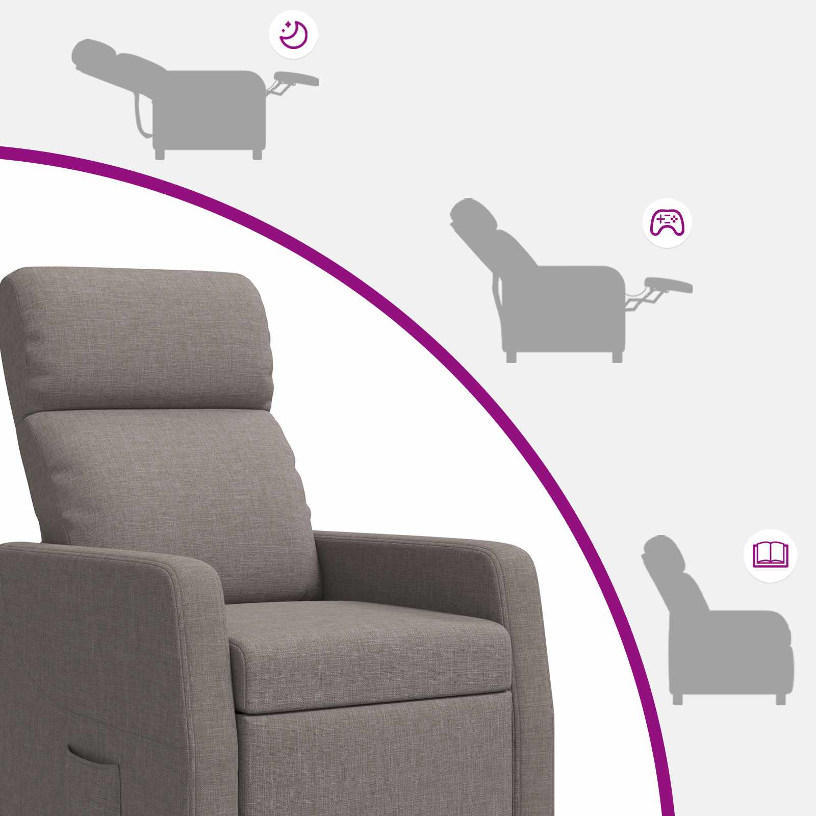 Massage Relaxsessel Taupe Stoff