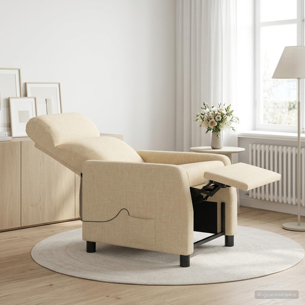 Massage Relaxsessel Creme Stoff