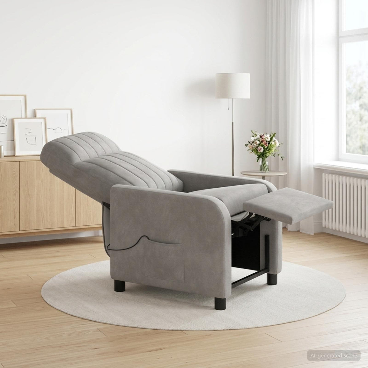 Massage Relaxsessel Hellgrau Samt (V)