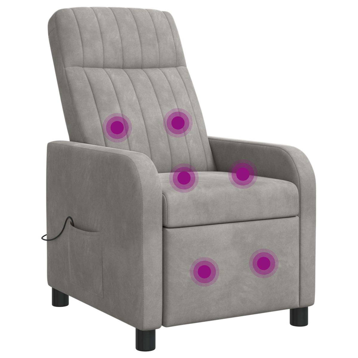 Massage Relaxsessel Hellgrau Samt (V)