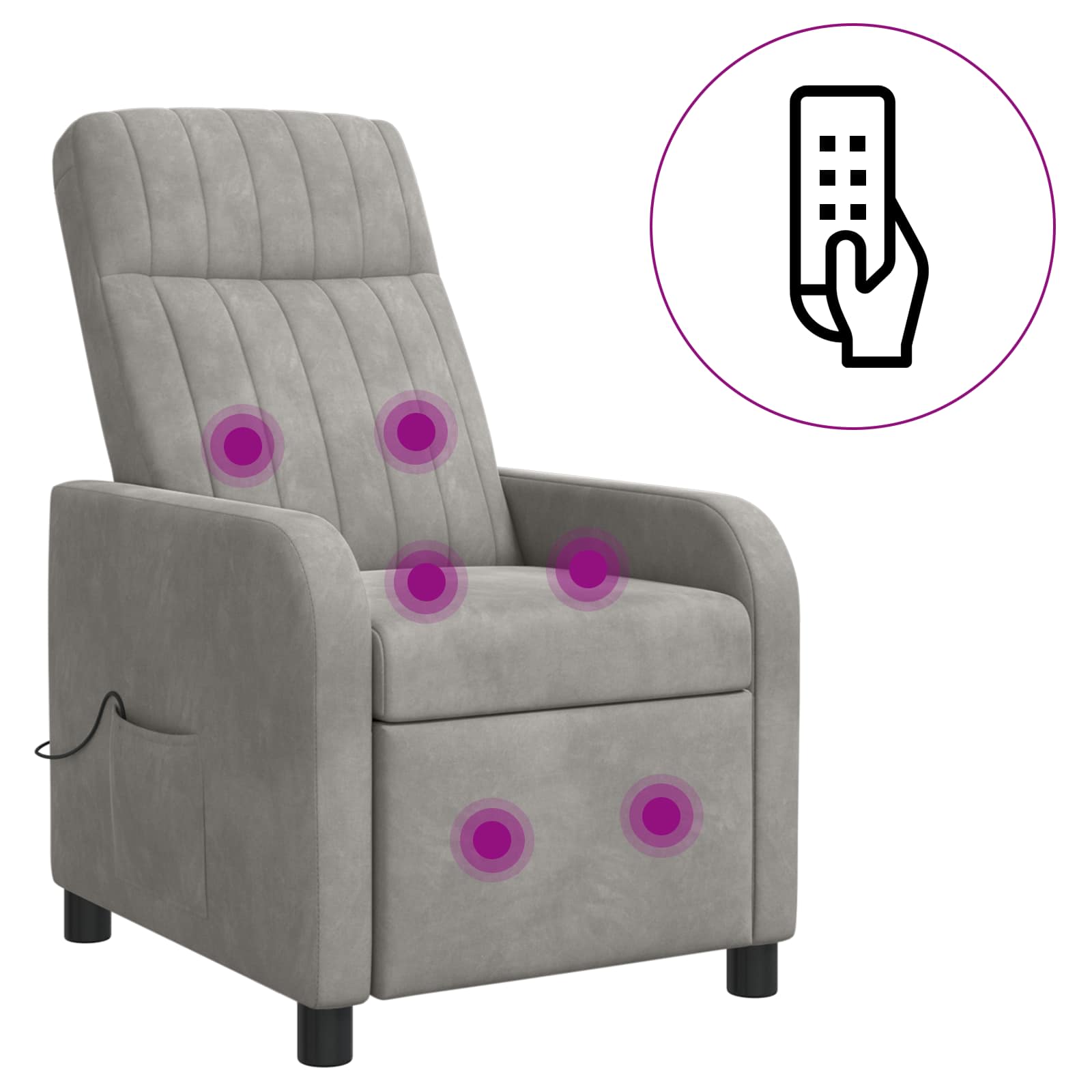 Massage Relaxsessel Hellgrau Samt (V)