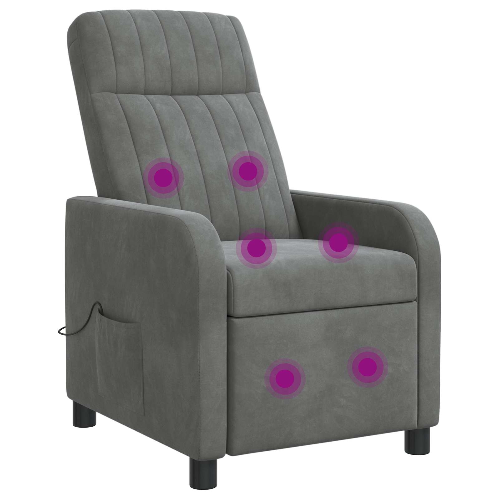 Massage Relaxsessel Dunkelgrau Samt (V)