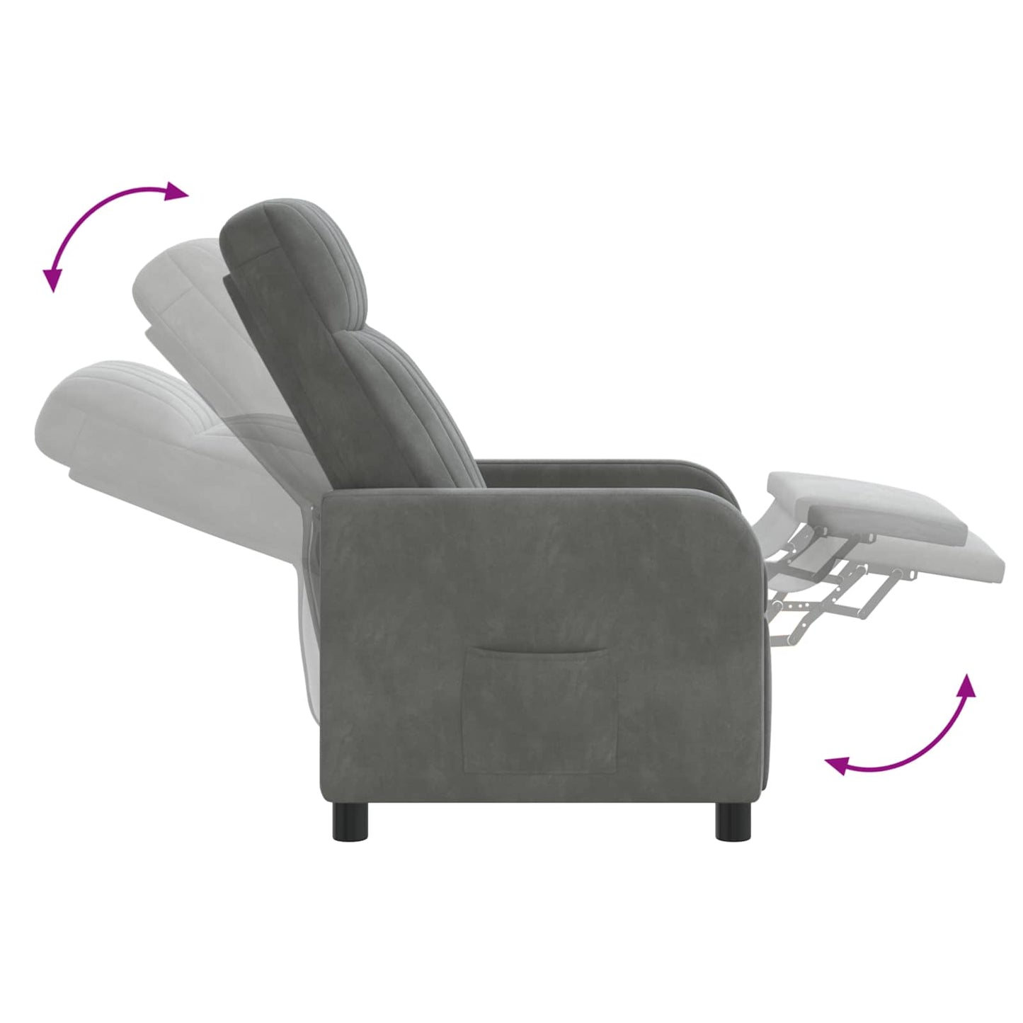 Massage Relaxsessel Dunkelgrau Samt (V)